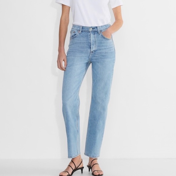 Aritzia Denim Forum Arlo High Rise Straight Leg Jeans Light Wash Women's Size 28 - Picture 1 of 10